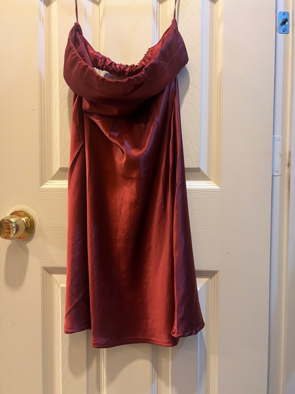 Satin Rust Backless Mini Dress - Picture 2 of 4